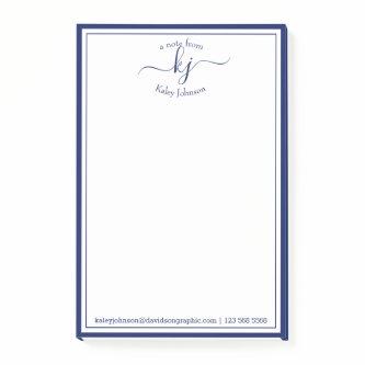 Navy Monogram Script From The Desk Of Note