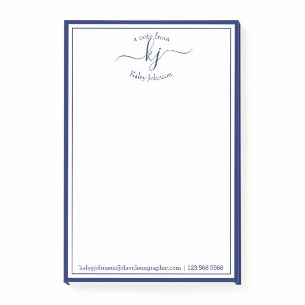 Navy Monogram Script From The Desk Of Note