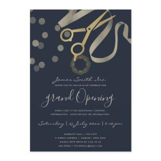 NAVY PEARL SILVER RIBBON CUTTING GRAND OPENING INVITATION