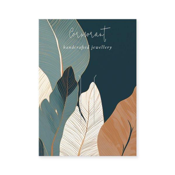 Navy Rust Gold Tropical Leaf Hairpin Clip Display