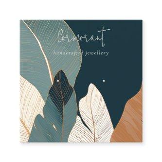 Navy Rust Gold Tropical Leafy Earring Display Square