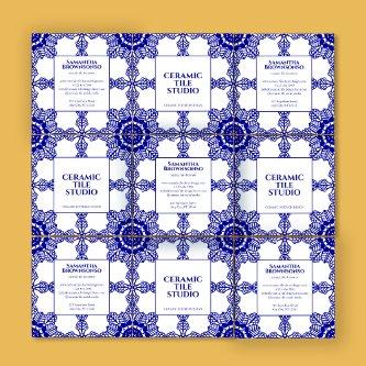 Navy Seamless Mosaic Tile Pattern Ornament Square
