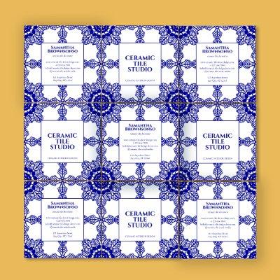 Navy Seamless Mosaic Tile Pattern Ornament Square