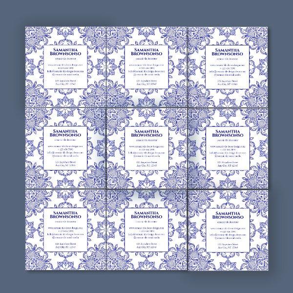 Navy Seamless Mosaic Tile Pattern Square
