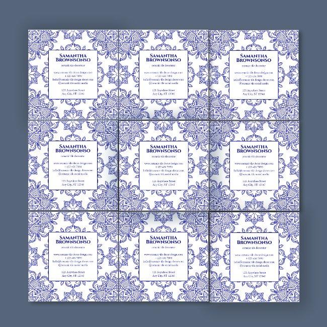 Navy Seamless Mosaic Tile Pattern Square