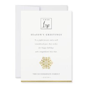 NAVY SNOWFLAKE LIGHT STRINGS SEASONS GREETINGS HOLIDAY CARD