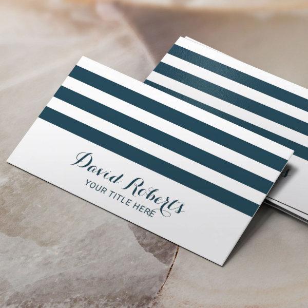 Navy Stripes Professional Typography Nautical Calling Card