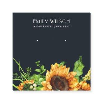 NAVY SUNFLOWER AUTUMN STUD EARRING DISPLAY CARD