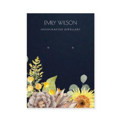 NAVY SUNFLOWER PINE FLORAL EARRING DISPLAY LOGO