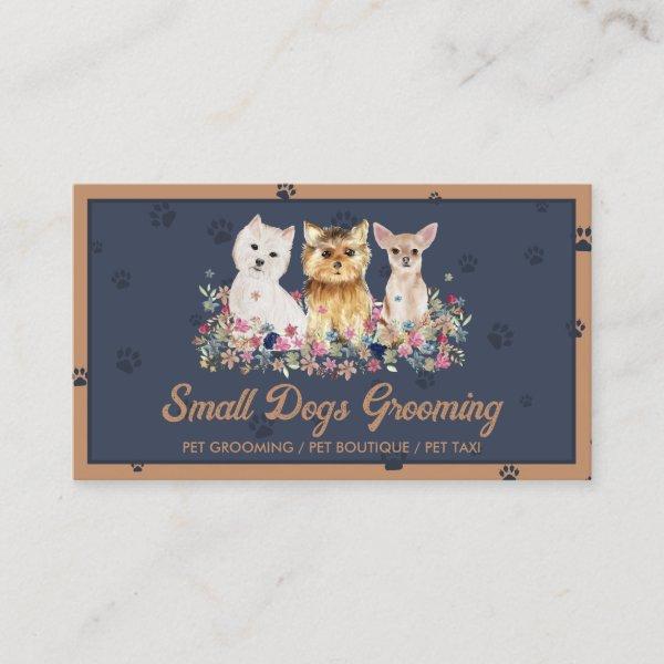 Navy Watercolor Small Dogs Paw Print Pet Sitter