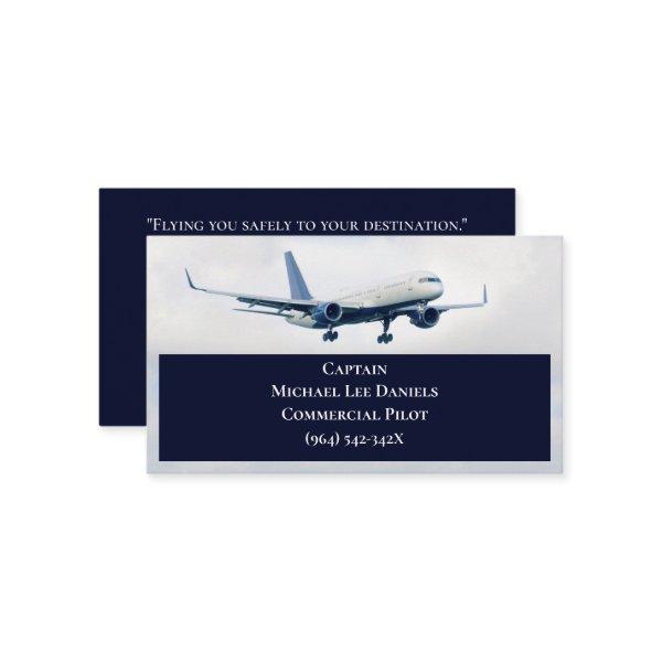 Navy White Commercial  Airplane Captain Pilot