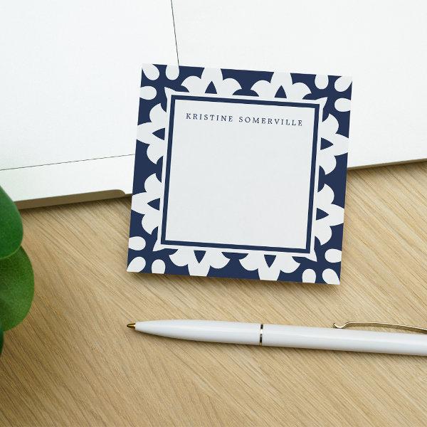 Navy & White Moroccan Border | Personalized Post-it Notes