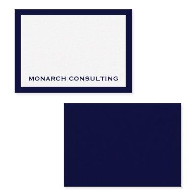 Navy White Typographic Business Name Note Card