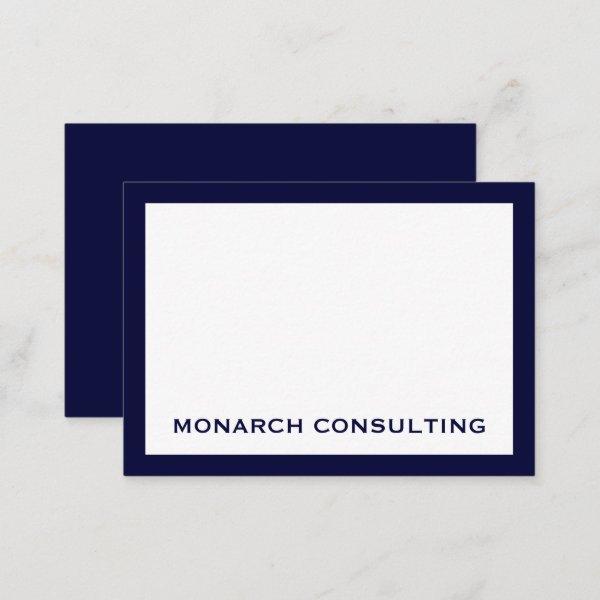 Navy White Typographic Business Name Note Card