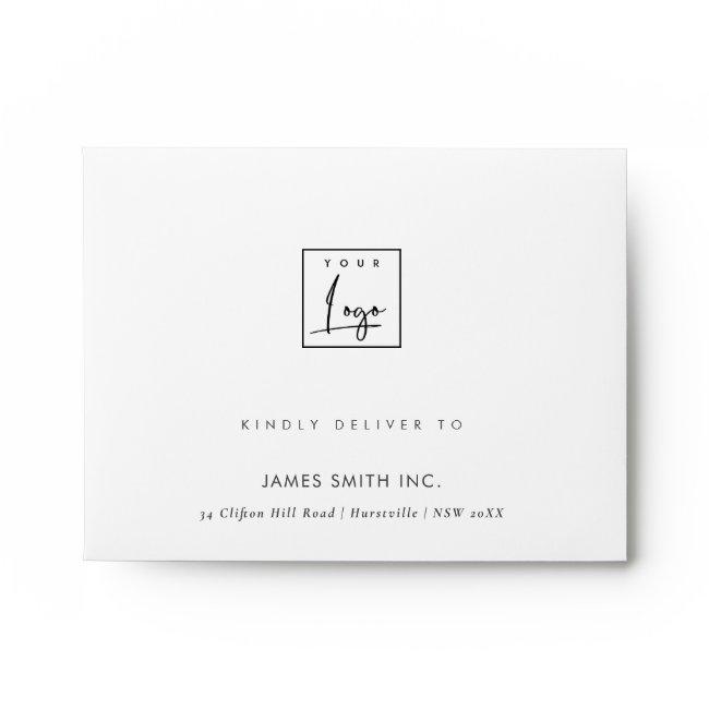 NAVY & WHITE VELVET SILK YOUR LOGO RETURN ADDRESS ENVELOPE