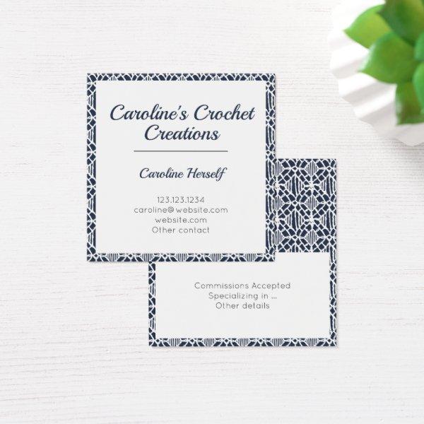 Navy With White Crochet Lace Pattern