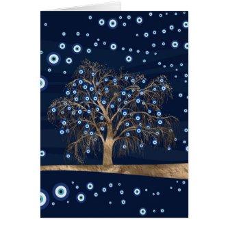 Nazar Charm Tree - Gold on Dark Blue