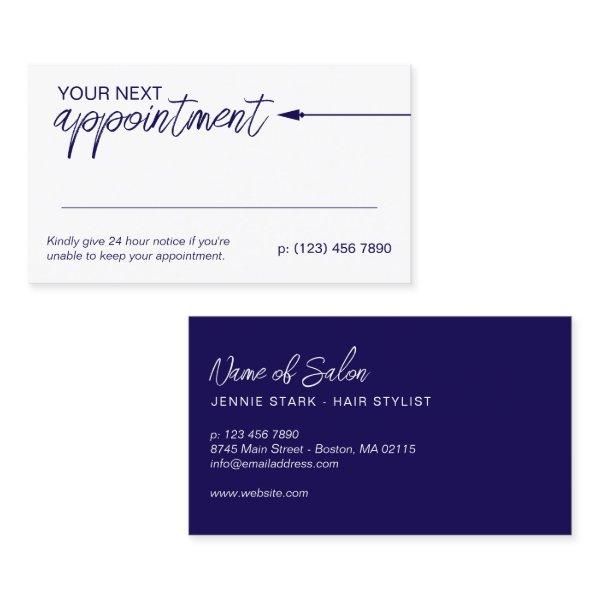 Neat Arrow Dark Blue Minimal Next Appointment