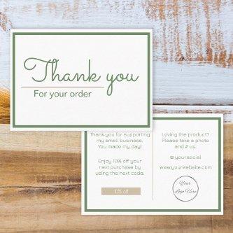 Neatral sage green logo business thank you card