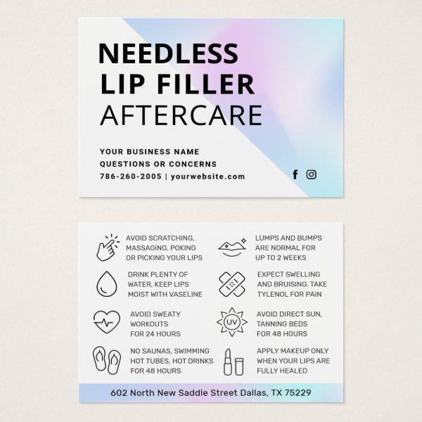 Needles Lips Filler Hyaluronic Aftercare Card