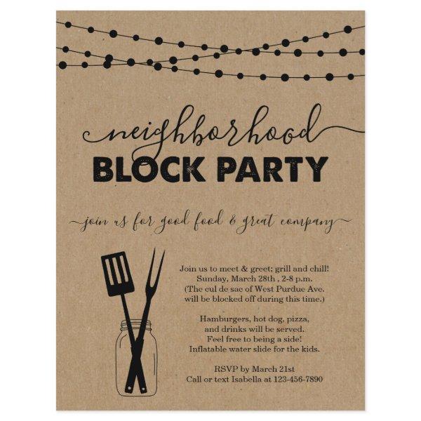 Neighborhood Block Party Invitation Flyer