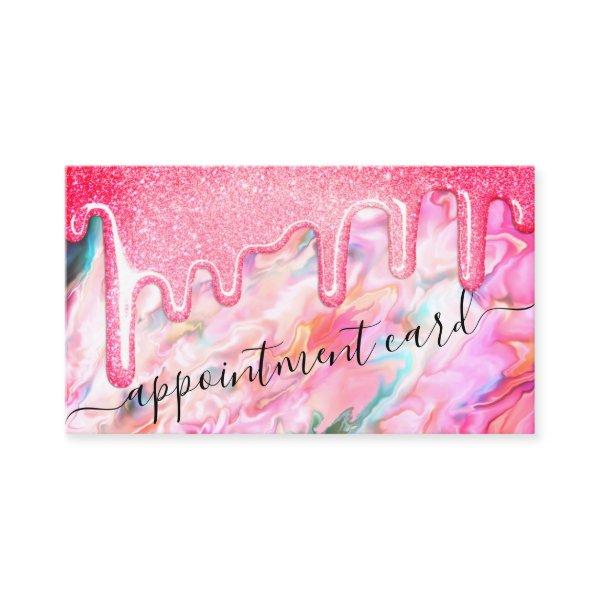 Neon Coral Pearl Opal Glitter Drips Appointment