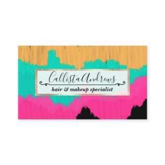Neon Gold Pink Teal Brushstroke Color Blocks