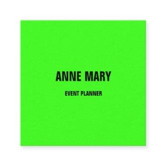 Neon Green Bright Colorful Wedding Event Trendy Calling Card