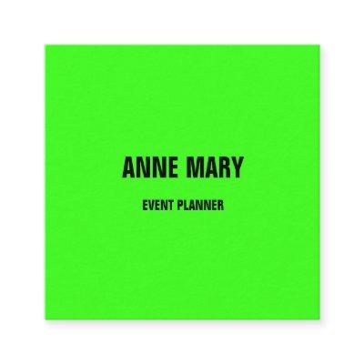 Neon Green Bright Colorful Wedding Event Trendy Calling Card