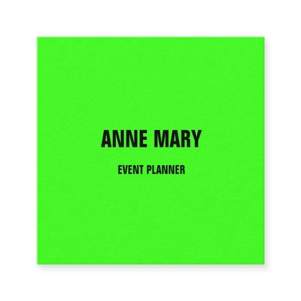 Neon Green Bright Colorful Wedding Event Trendy Calling Card