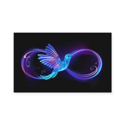 Neon Infinity Symbol with Glowing Hummingbird