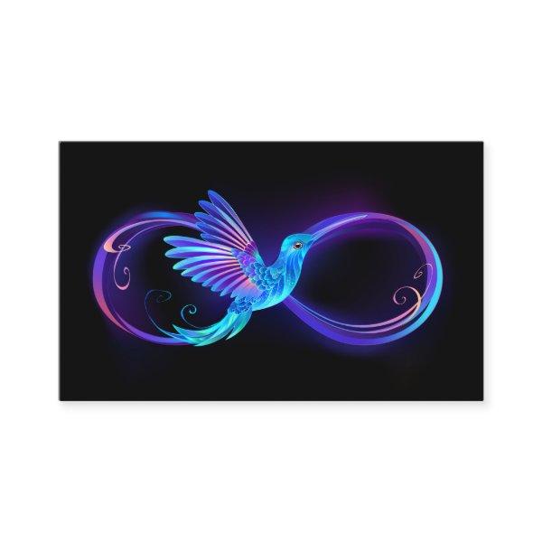 Neon Infinity Symbol with Glowing Hummingbird