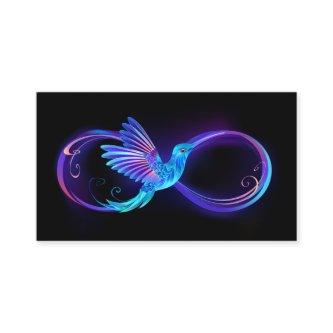 Neon Infinity Symbol with Glowing Hummingbird
