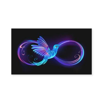 Neon Infinity Symbol with Glowing Hummingbird