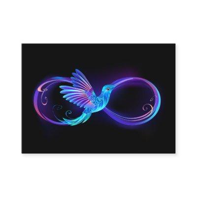 Neon Infinity Symbol with Glowing Hummingbird