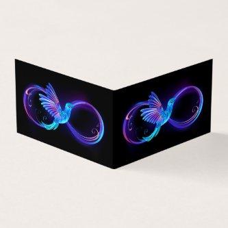 Neon Infinity Symbol with Glowing Hummingbird