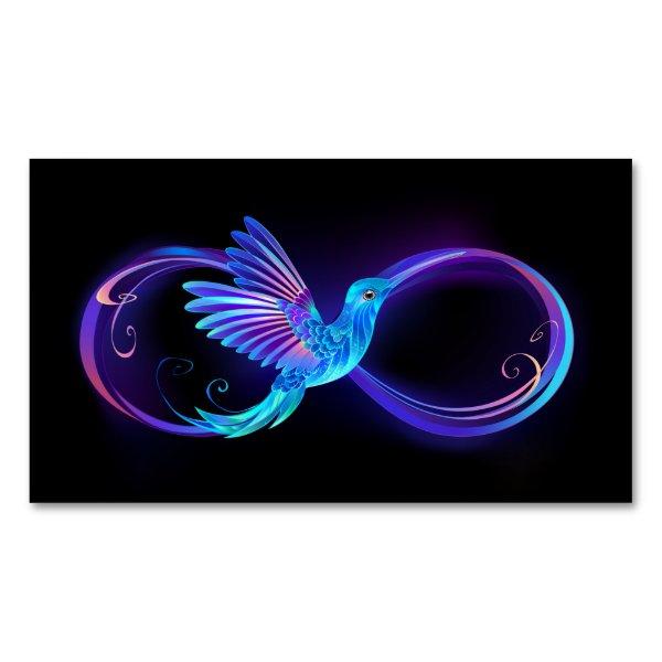 Neon Infinity Symbol with Glowing Hummingbird  Magnet