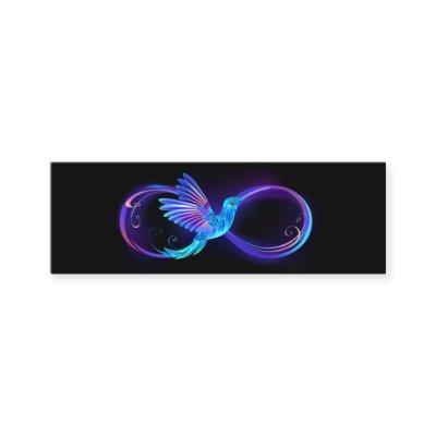 Neon Infinity Symbol with Glowing Hummingbird Calling Card