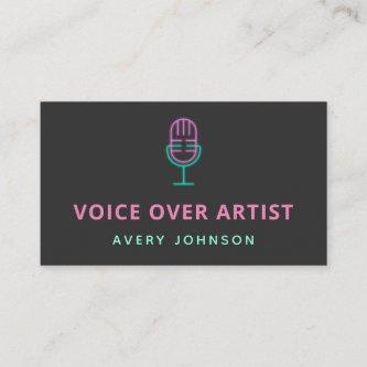 Neon Microphone Voice Over Artist Actor Recorder