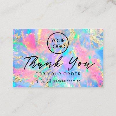 neon opal background thank you card