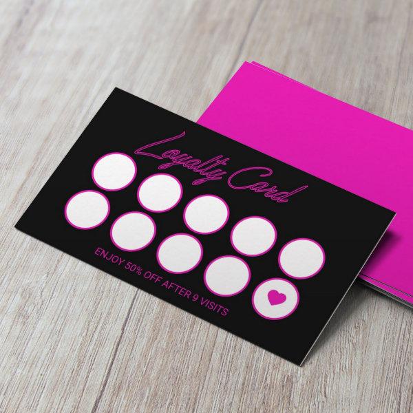 Neon Pink Beauty Salon Loyalty Punch Card
