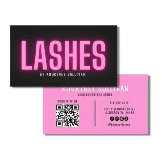 Neon Pink Black Lashes Technician Beauty