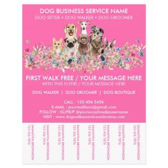 Neon Pink Breeds Dog Walker Service Flyer