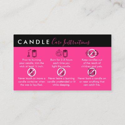 Neon Pink Candle Care Instructions