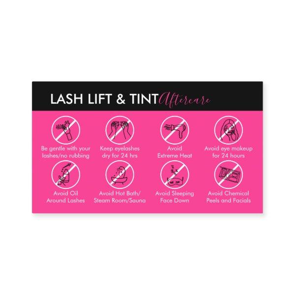 Neon Pink Lash Lift Tint Aftercare Instruction