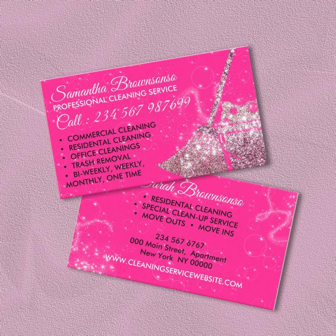 Neon Pink Luxury Cleaning Service Maid Janitorial
