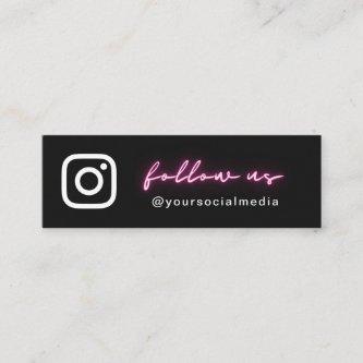 Neon Pink Minimal Follow Us Social Media & QR Code Mini