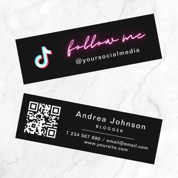 Neon Pink Minimalist Follow TikTok & QR Code Mini