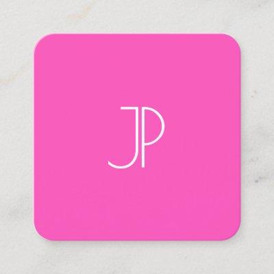 Neon Pink Modern Elegant Monogram Template Trendy Square