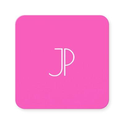 Neon Pink Modern Elegant Monogram Template Trendy Square